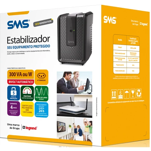 Estabilizador SMS Revolution Speedy 300VA 4 Tomadas