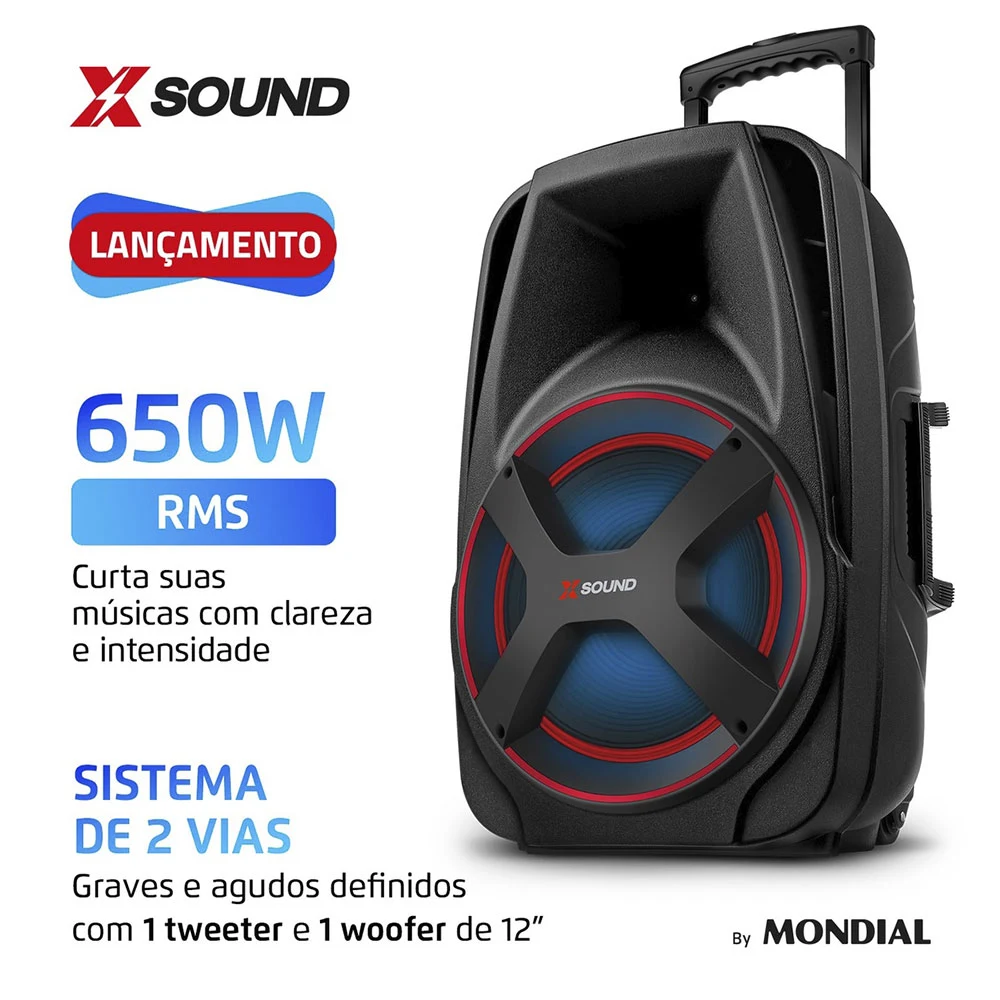 Caixa de Som Amplificada Mondial CM-650-N 650W RMS Bluetooth