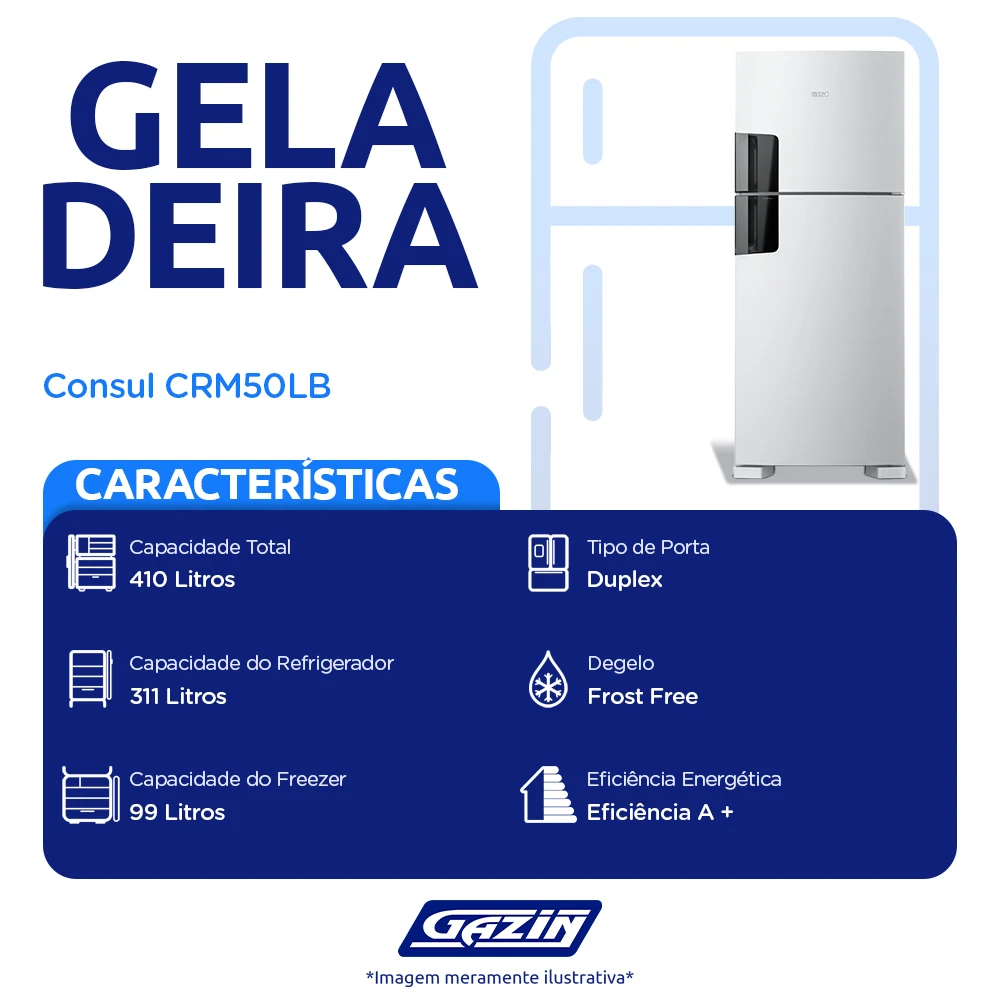 Geladeira Consul 410L Frost Free Duplex CRM50LB