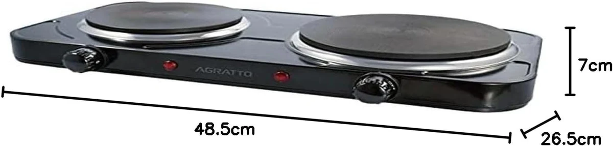 Agratto Fogão Elétrico de Mesa 2 Pratos FMP-01 Preto 127V 2500W