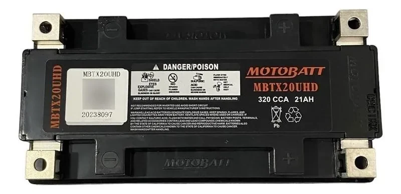 Bateria Moto Motobatt MBTX20UHD 12V 21Ah 320 CCA AGM Selada p/ Harley Davidson