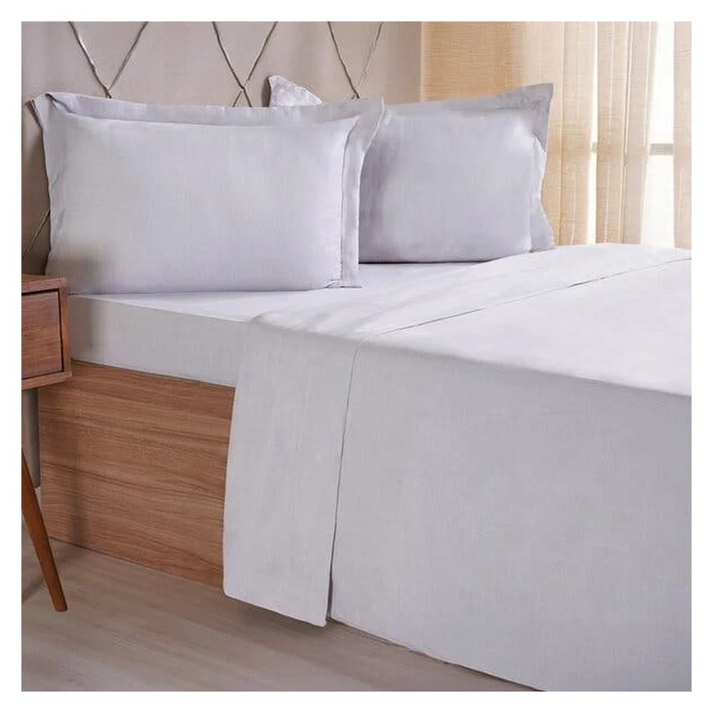 Jogo De Cama King 4 Pçs Line Stile 100% Poliéster 193x203x40cm Cinza Fog