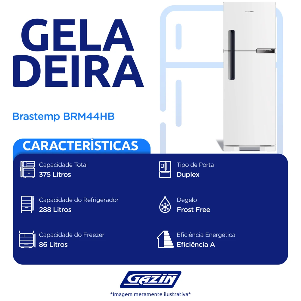 Geladeira Brastemp 375L Frost Free Duplex BRM44HB