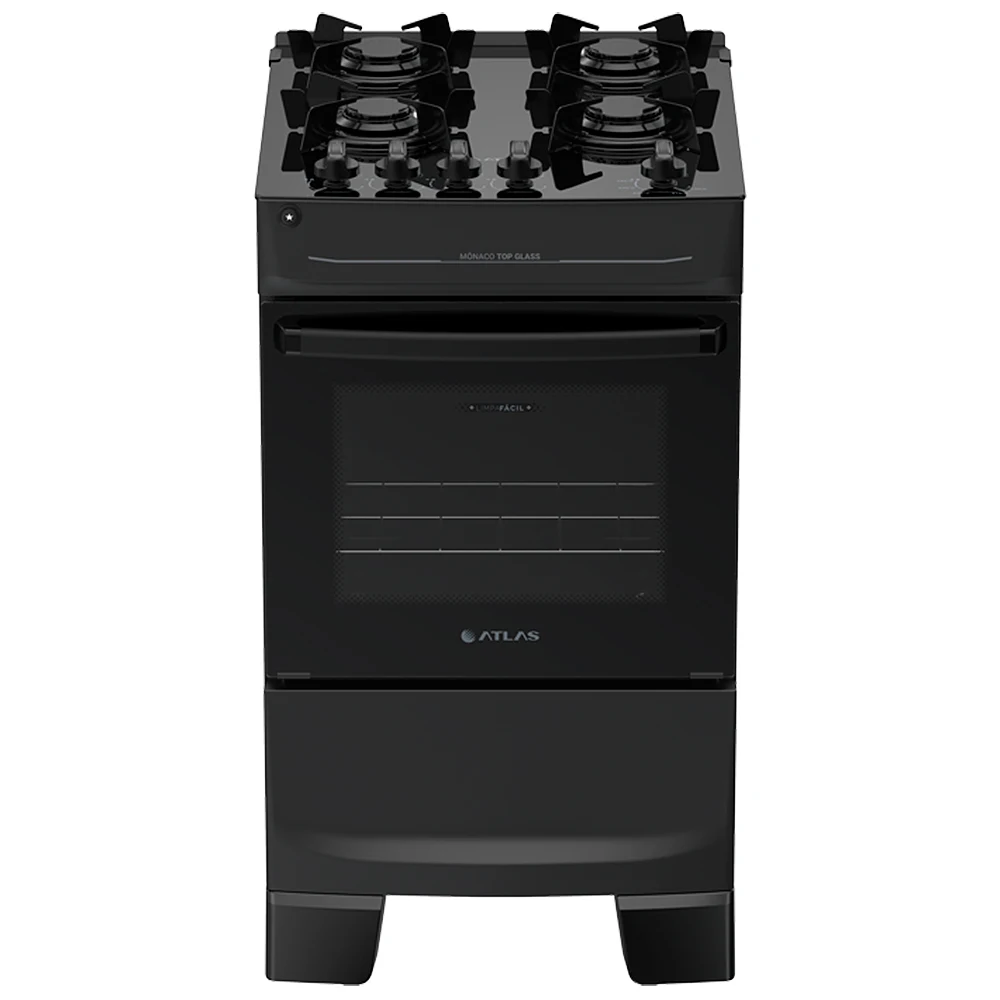 Fogão Atlas Mônaco Top Glass 4 Bocas Automático Mesa de Vidro Forno