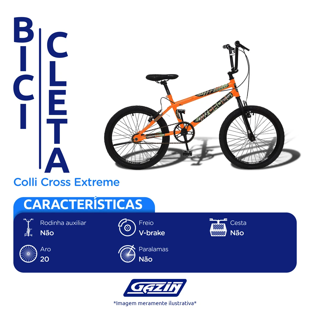 Bicicleta Infantil Aro 20 Colli Cross Extreme Freio V-Brake