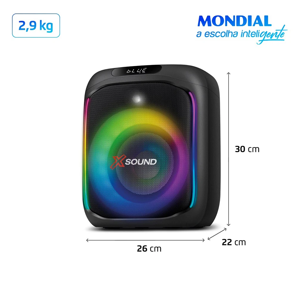 Caixa de Som Portátil Mondial PBX350 350W RMS Bluetooth