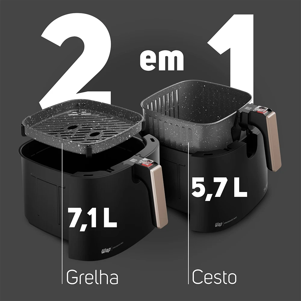 Fritadeira Elétrica Air Fryer Elgin Gran Fry 8L 1750W Grelha Removível
