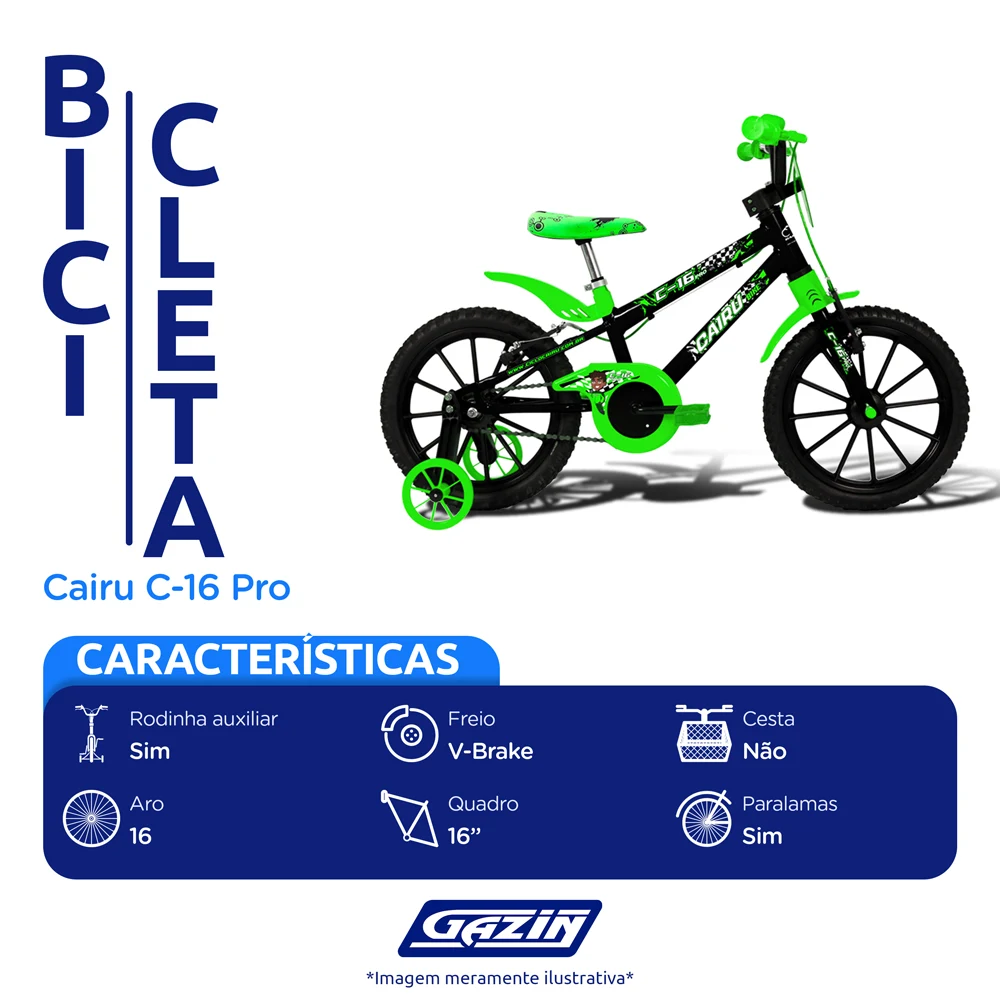 Bicicleta Infantil Aro 16 Cairu C-16 Pro Freio V-Brake