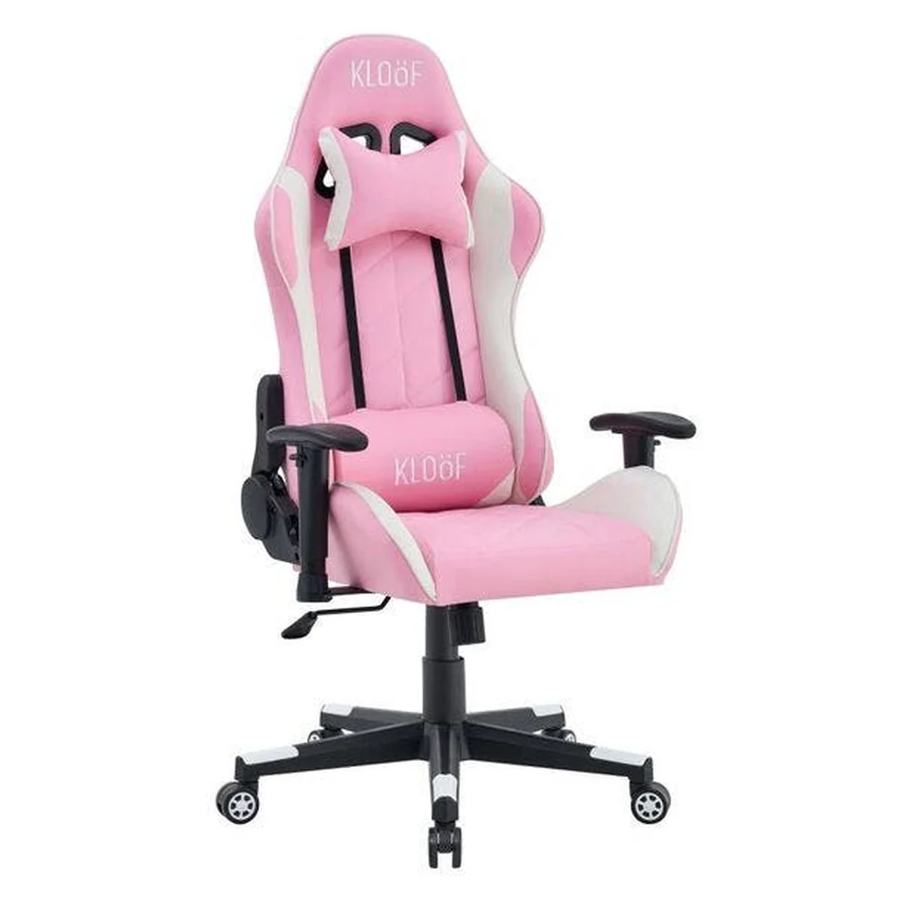 Cadeira Giratória Gamer Kl3 - Branco E Rosa