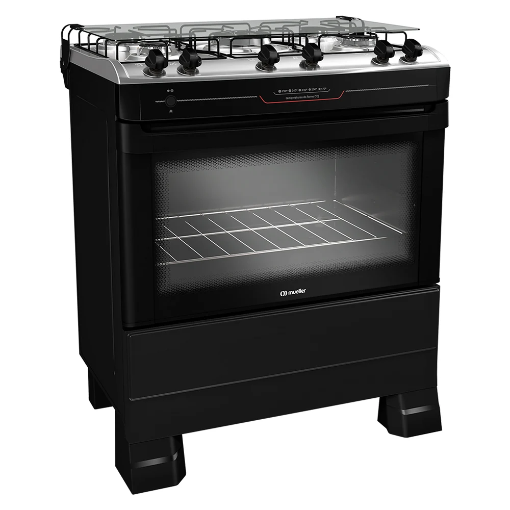 Fogão Mueller MFI5BF 5 Bocas Automático Mesa Inox Forno Total Clean