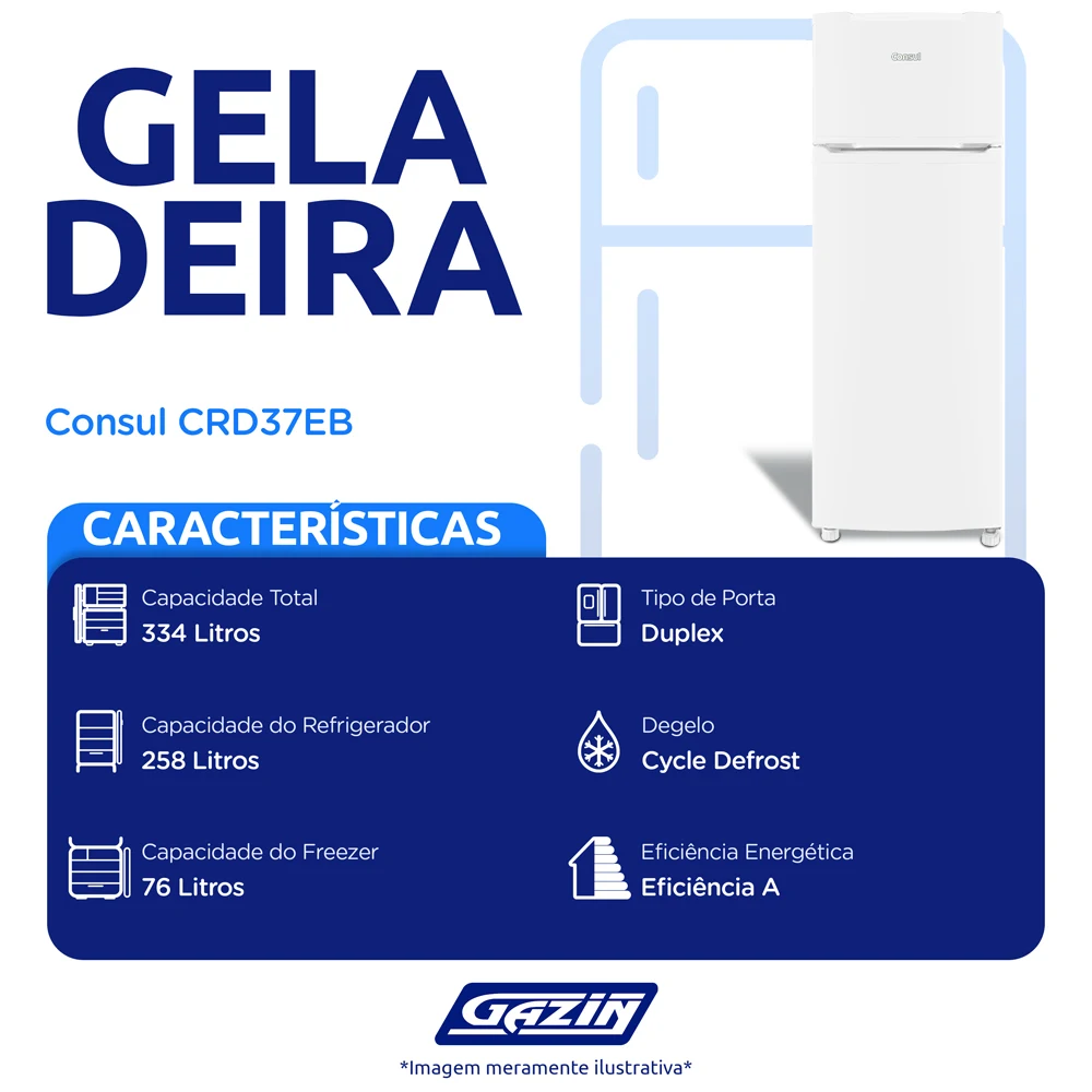 Geladeira Consul 334L Cycle Defrost Duplex CRD37