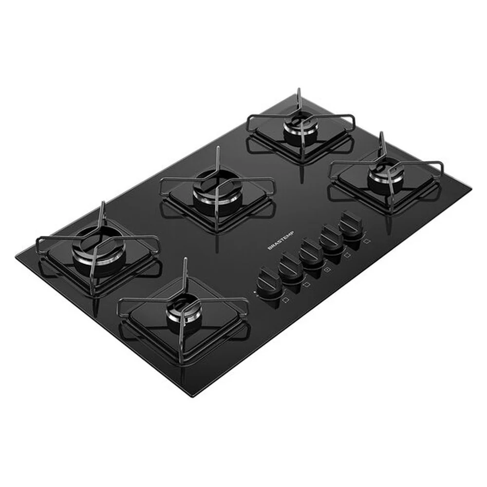 Cooktop 5 Bocas a Gás Brastemp, Grades de ferro Aramado, Chama Simmer - BDD75BE