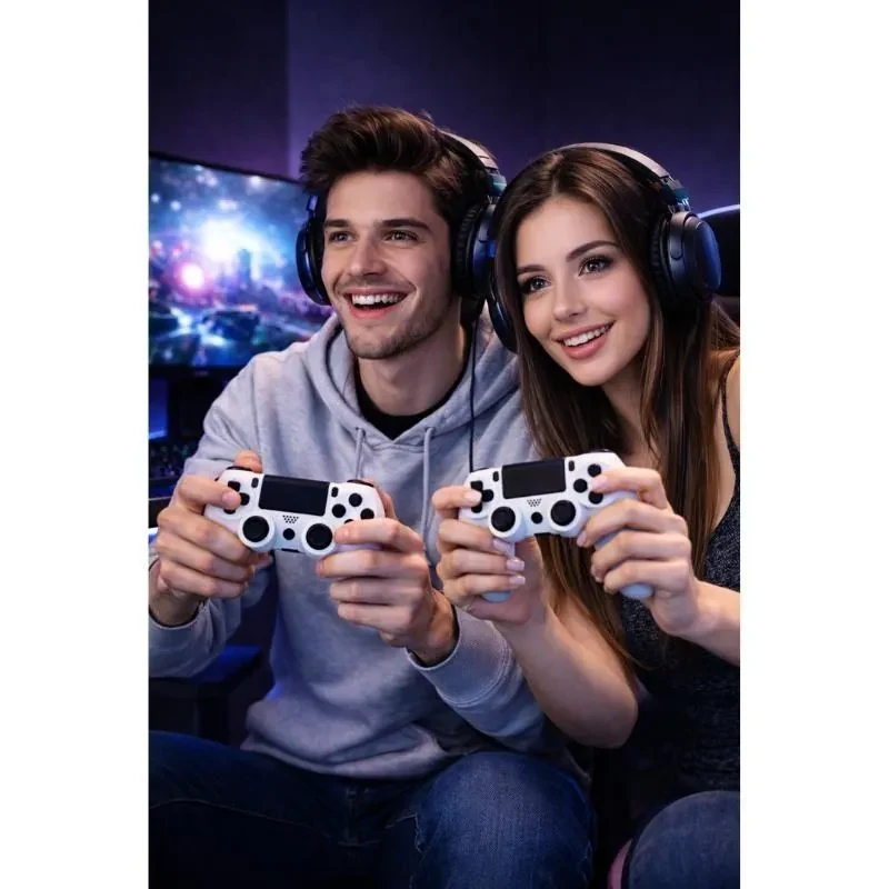 Controle Sem Fio Compatível Com Play4 Ps4 Playstation 4 / slim / pro / pc E Smart Tvs Samsung Cor Branco