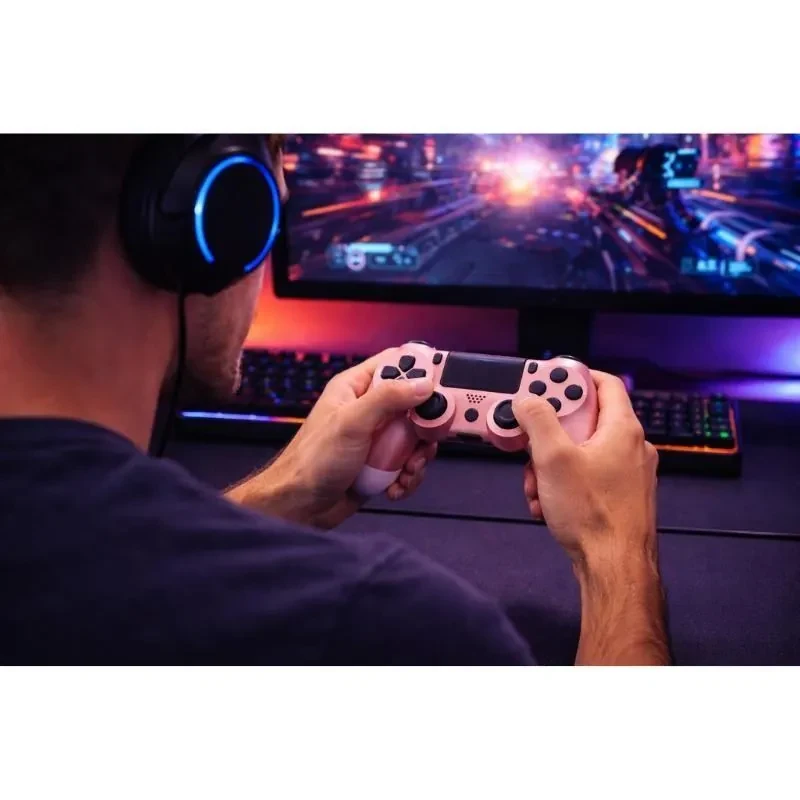 Controle Sem Fio Compatível Com Play4 Ps4 Playstation 4 / slim / pro / pc E Smart Tvs Samsung Cor rose