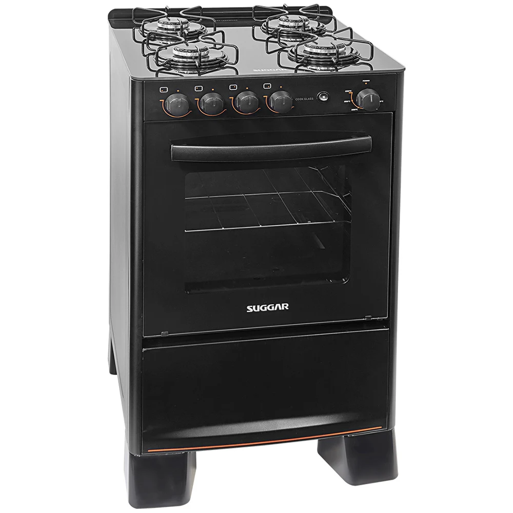 Fogão Suggar Cook Glass 4 Bocas Automático Mesa de Vidro