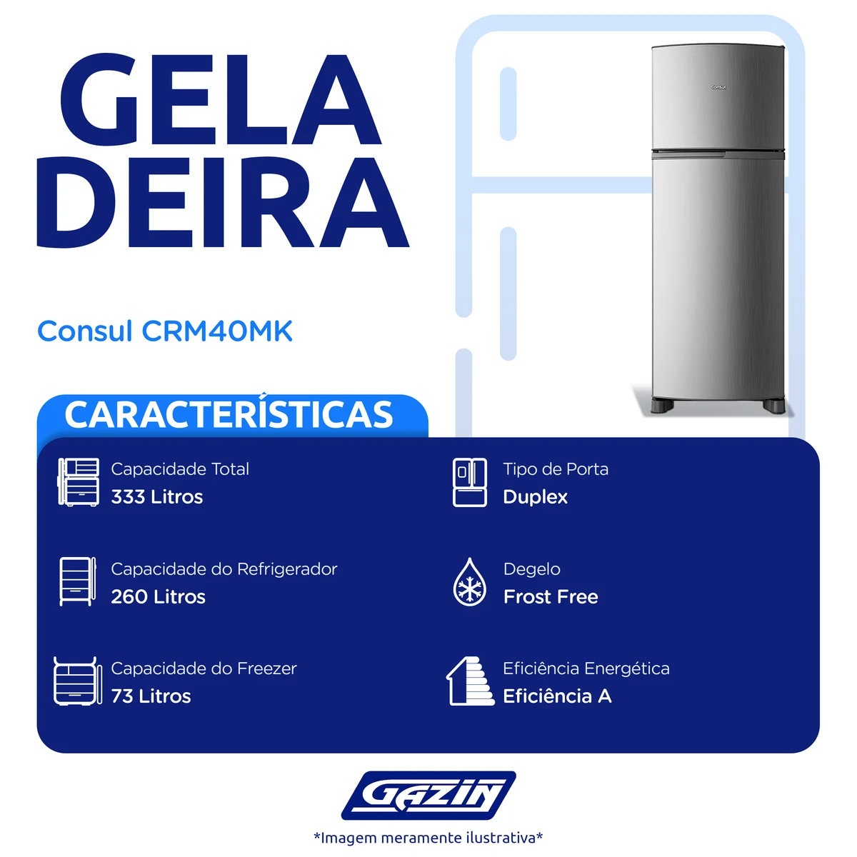 Geladeira Consul 333L Frost Free Duplex CRM40MK