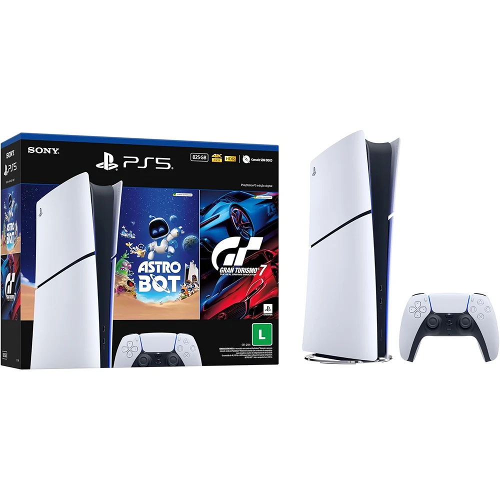 Console PlayStation 5 Slim Digital 825GB SSD + 2 Jogos 1 Controle DualSense