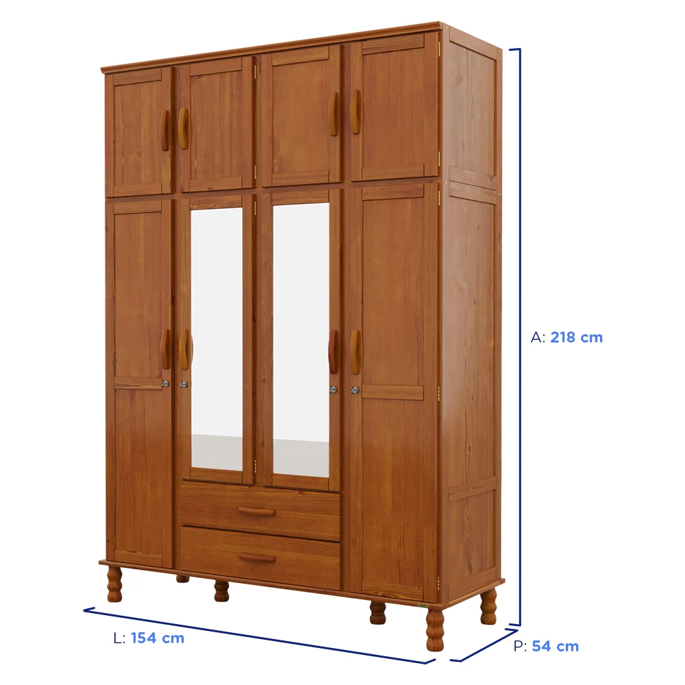 Guarda-Roupa Solteiro 8 Portas Bater 2 Gavetas Casual Serpil