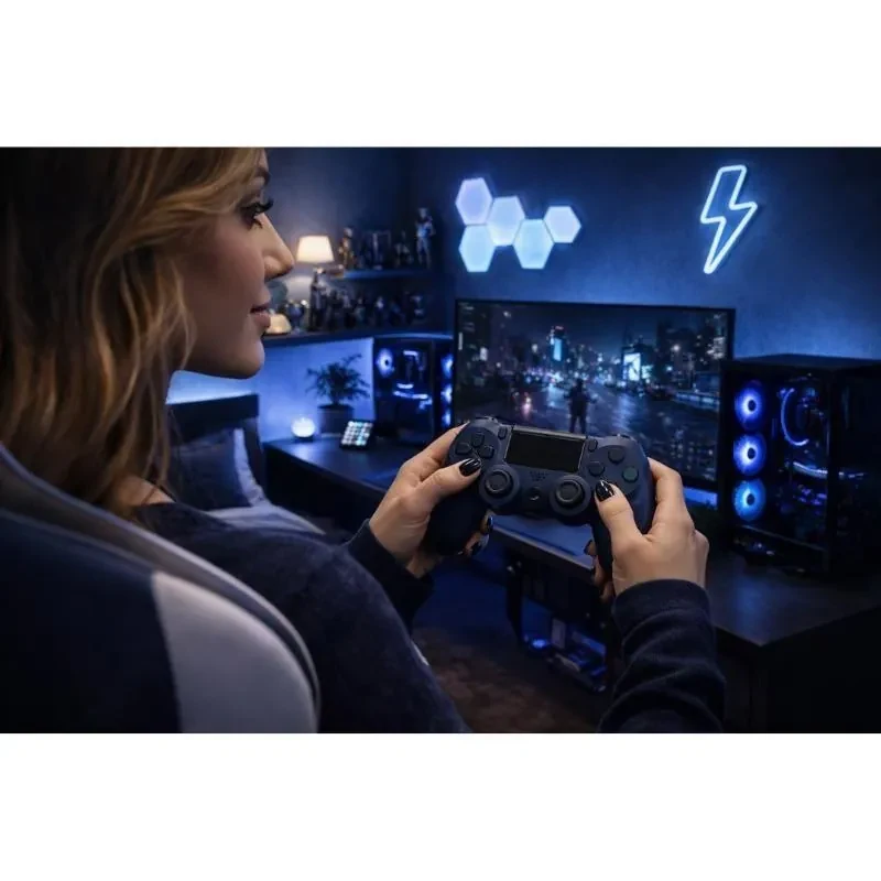 Controle Sem Fio Compatível Com Play4 Ps4 Playstation 4 / slim / pro / pc E Smart Tvs Samsung Cor azul escuro