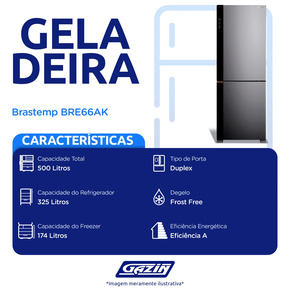 Geladeira Brastemp 500L Frost Free Duplex BRE66AK