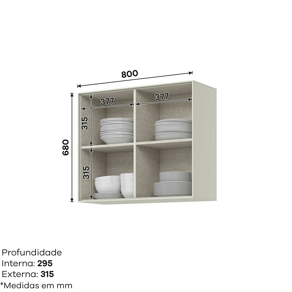 Armário Aéreo 2 Portas MDF Firenze - Henn
