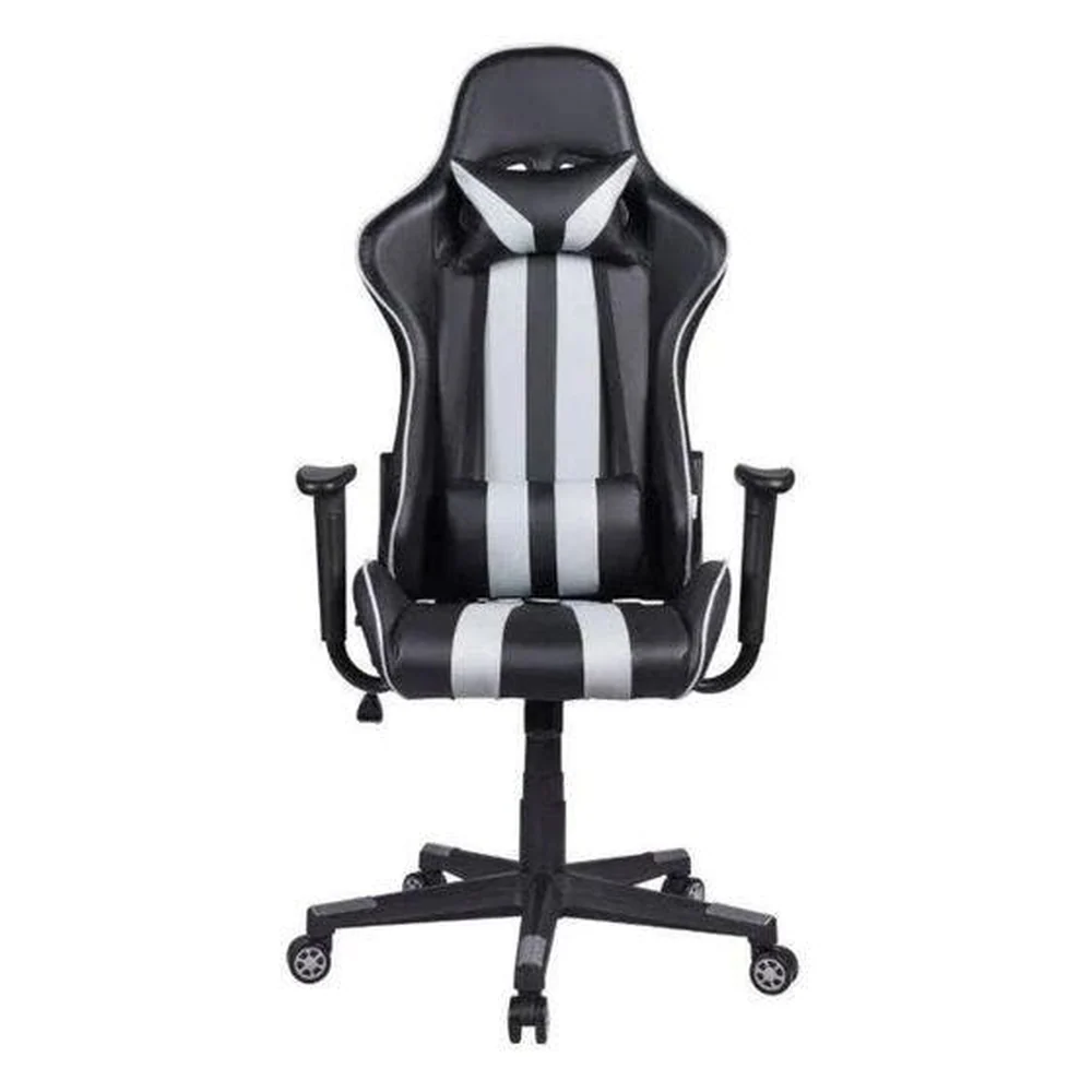 Cadeira Gamer Pelegrin Em Couro Pu Reclinável Pel-3013 Preta E Cinza