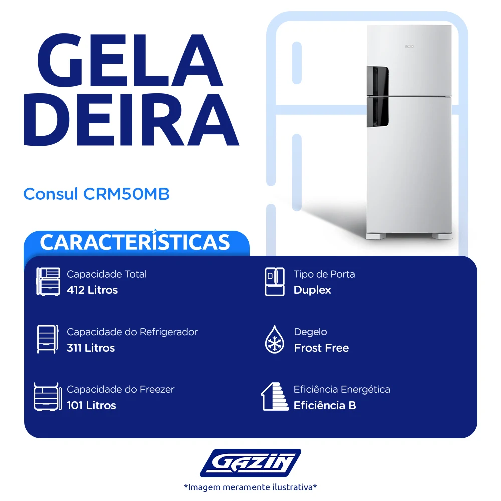 Geladeira Consul 412L Frost Free Duplex CRM50